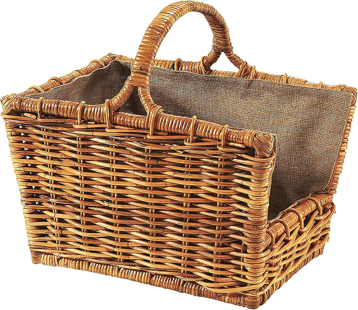 Kobolo Holztrage Holzkorb für Kaminholz - Rattan Lacak mit abnehmbarem Leinenstoff