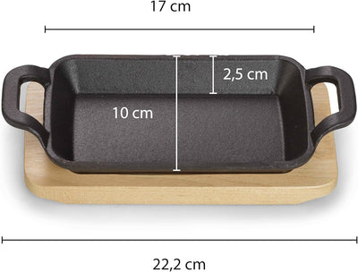ECHTWERK Servierschalen 2er Set aus Gusseisen, Servierschälchen, Mini Auflaufform mit Servierbrett,