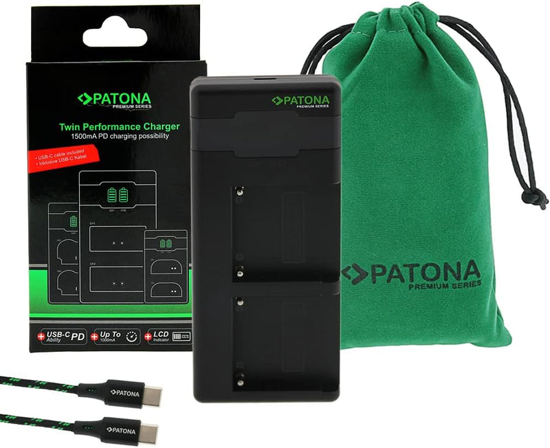 PATONA NP-F550 NP-F570 NP-F750 NP-F970 NP-F990 usw. PD Performance Akku Ladegerät (1500mA), USB-C Mi