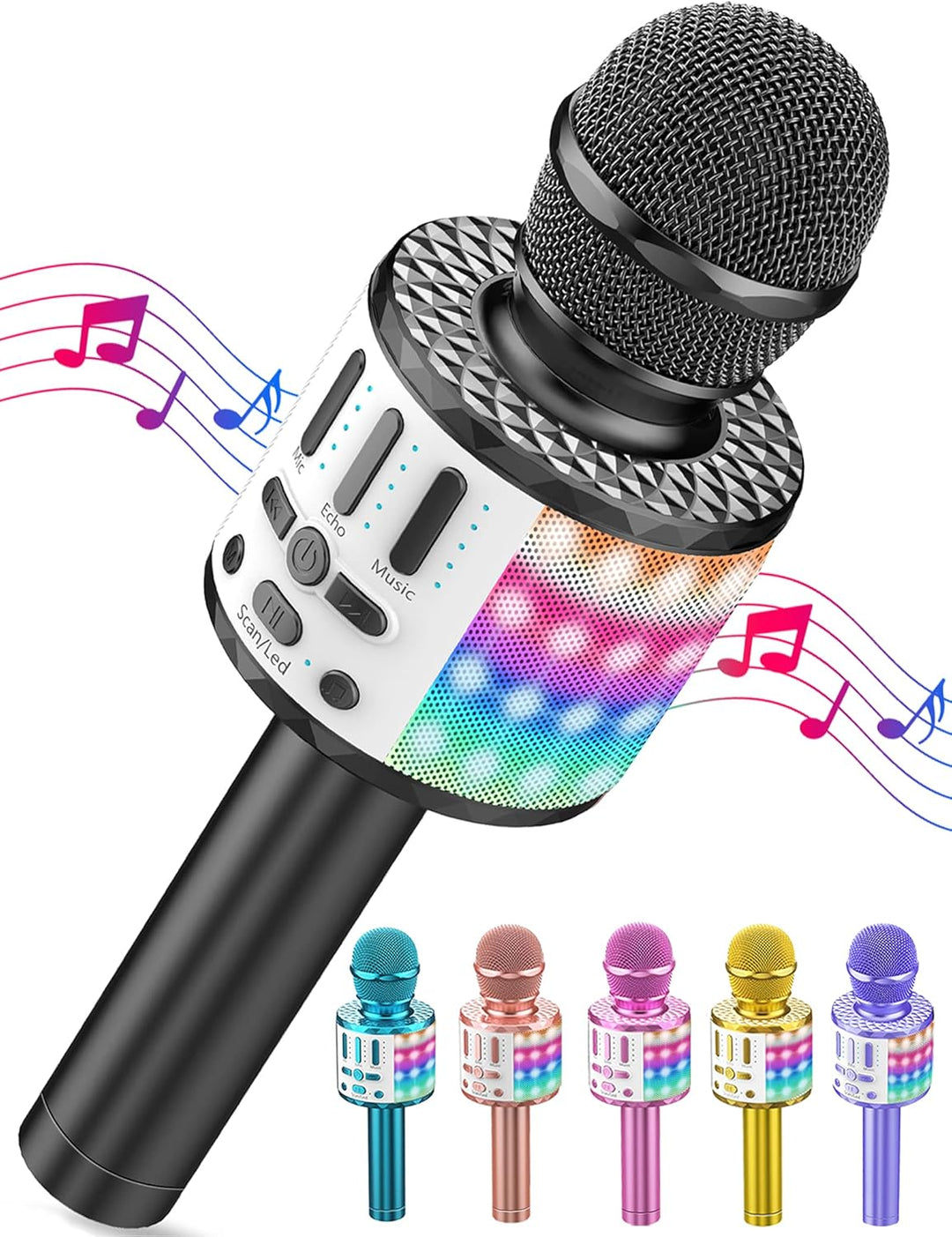Karaoke Mikrofon, LED Drahtloses Bluetooth zum Singen mit Lautsprecher, Spielzeug Kinder, Heim KTV M