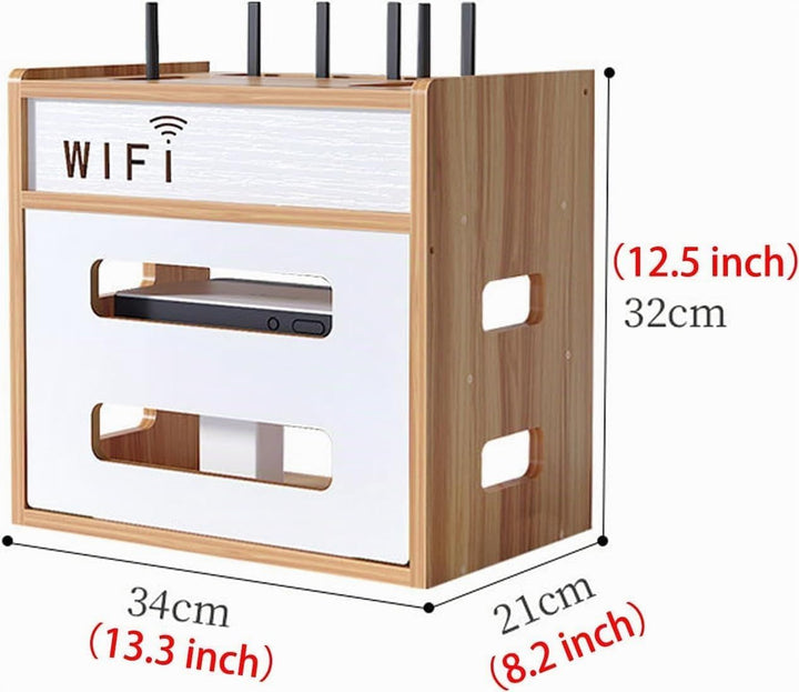 Catekro Router Regal, Etagere Pour Decodeur, Holz WiFi Router Aufbewahrungsbox Wandregale (Braun-Hol