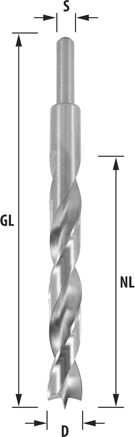 ENT 50417 Holzspiralbohrer Ø 17 mm, extra lang 200 mm, HSS-G, mit Zentrierspitze und Vorschneider, D