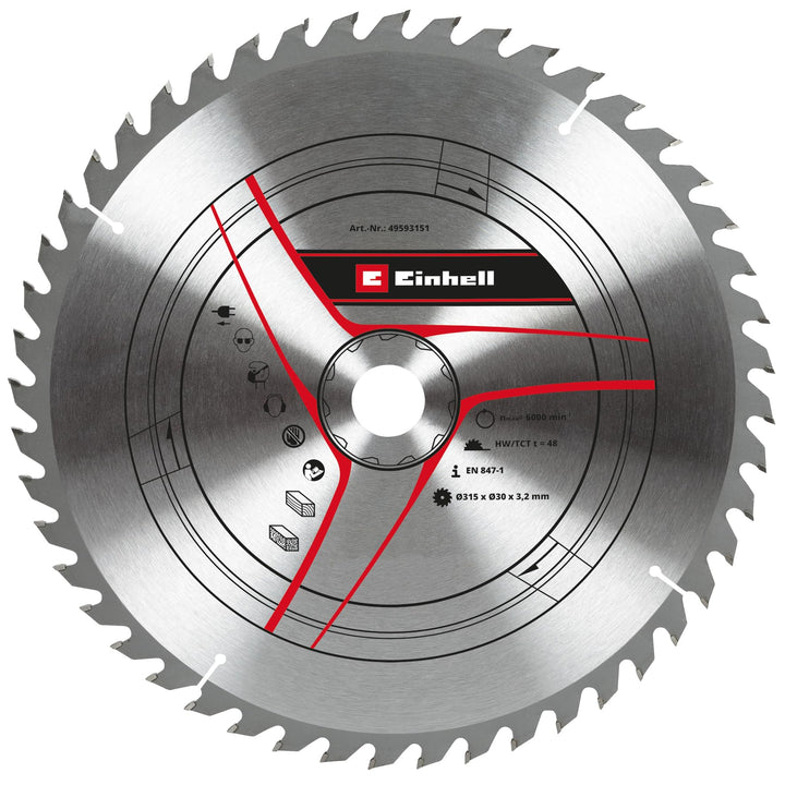 Original Einhell Kreissägeblatt 315x30 (Sägen-Zubehör, Ø 315 mm, Aufnahme 30 mm, 48 geschränkte Zähn