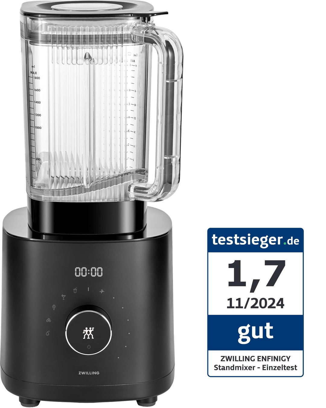ZWILLING ENFINIGY Hochleistungsstandmixer 1.8 Liter, Mixer mit Edelstahl-Winglet-Klinge & 1600-Watt-