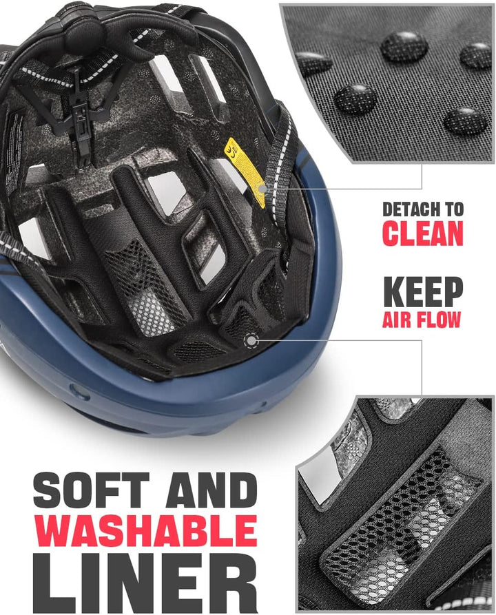 VICTGOAL Fahrradhelm Herren Damen MTB Helm mit Abnehmbarer Magnetische Schutzbrille Visier Atmungsak