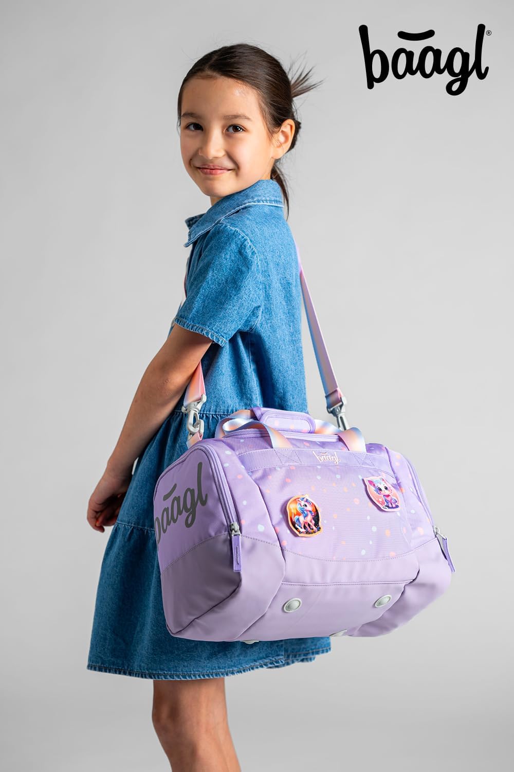 Baagl Sporttasche Mädchen Reisetasche Kinder Schule Reisen - Lieblingstiere | Schwimmtasche Kompakt
