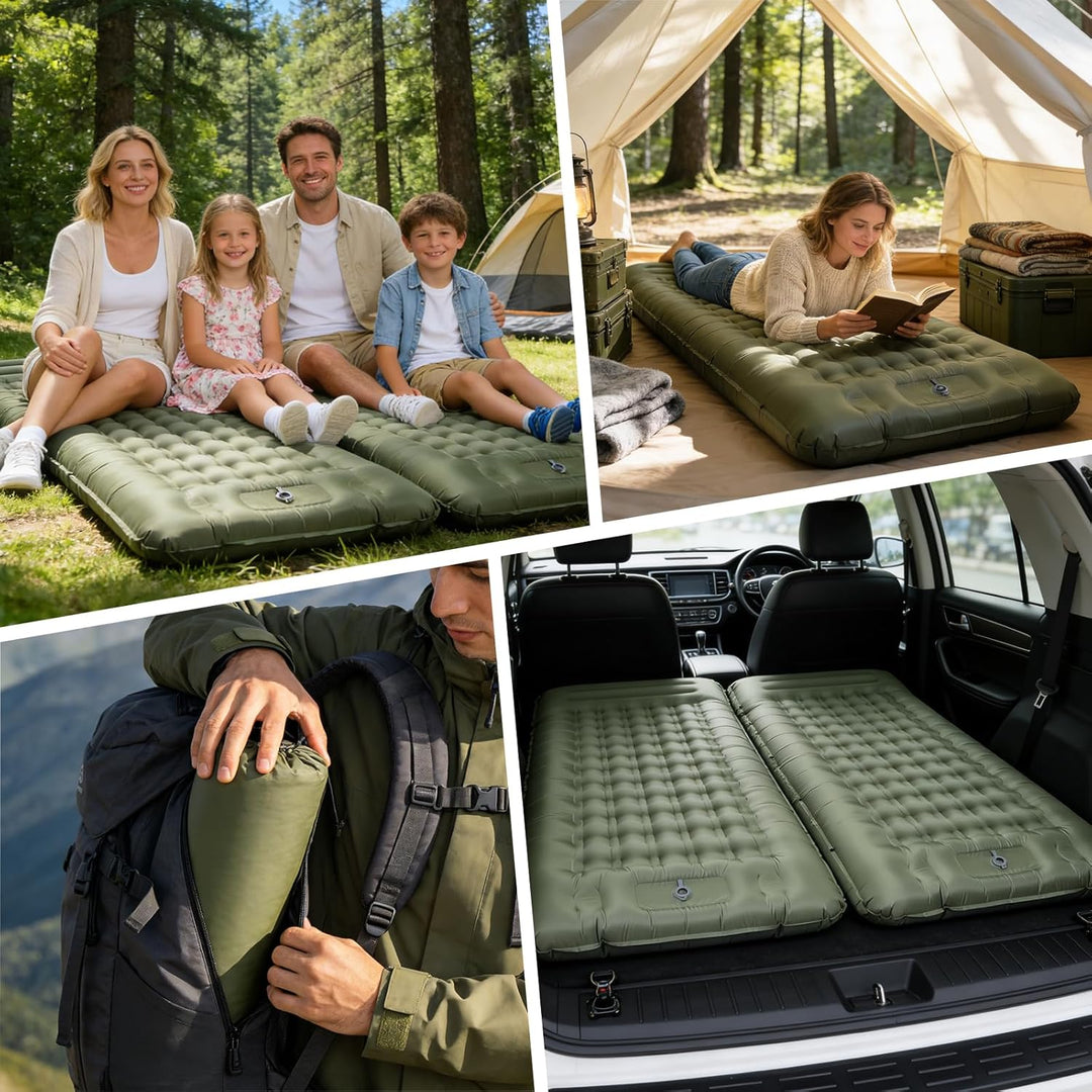 Isomatte Camping, 14CM Verbreitert und verdickt Aufblasbare Matratze mit Eingebauter Fusspresse Pump