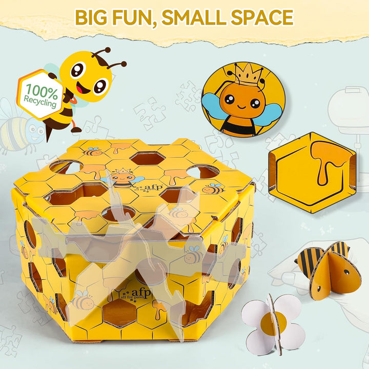 ALL FOR PAWS Katzen-Futter-Spielzeug, Interaktive Leckerli-Spielbox für Katzen, Futterlabyrinth-Box
