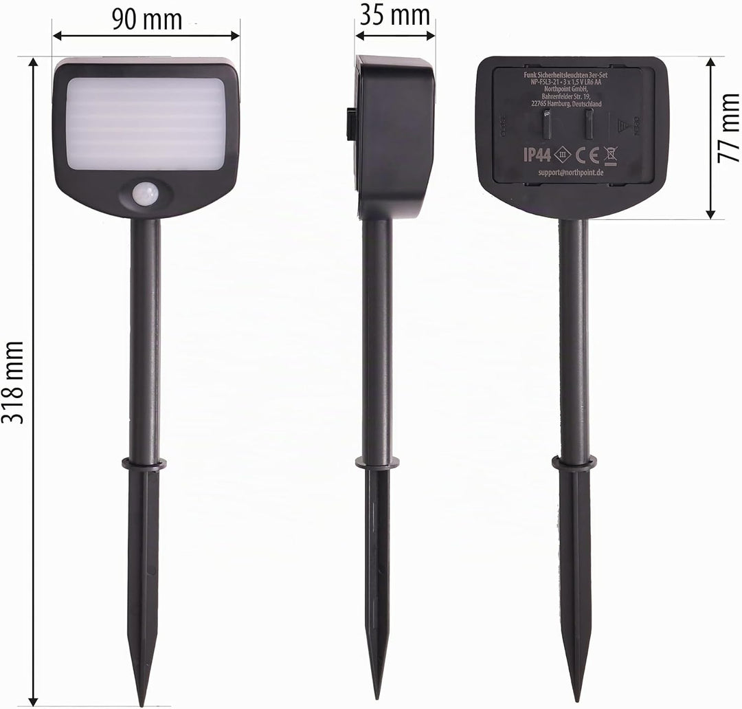 Northpoint LED Batterie Strahler Fluter Sicherheitsleuchte 6er Set mit Funk-Aktivierung Bewegungsmel