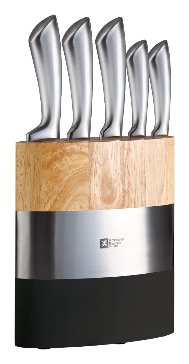 Richardson Sheffield FUSION Messerblock 5-teilig, formschöner ovaler Messerblock mit eleganter Mater