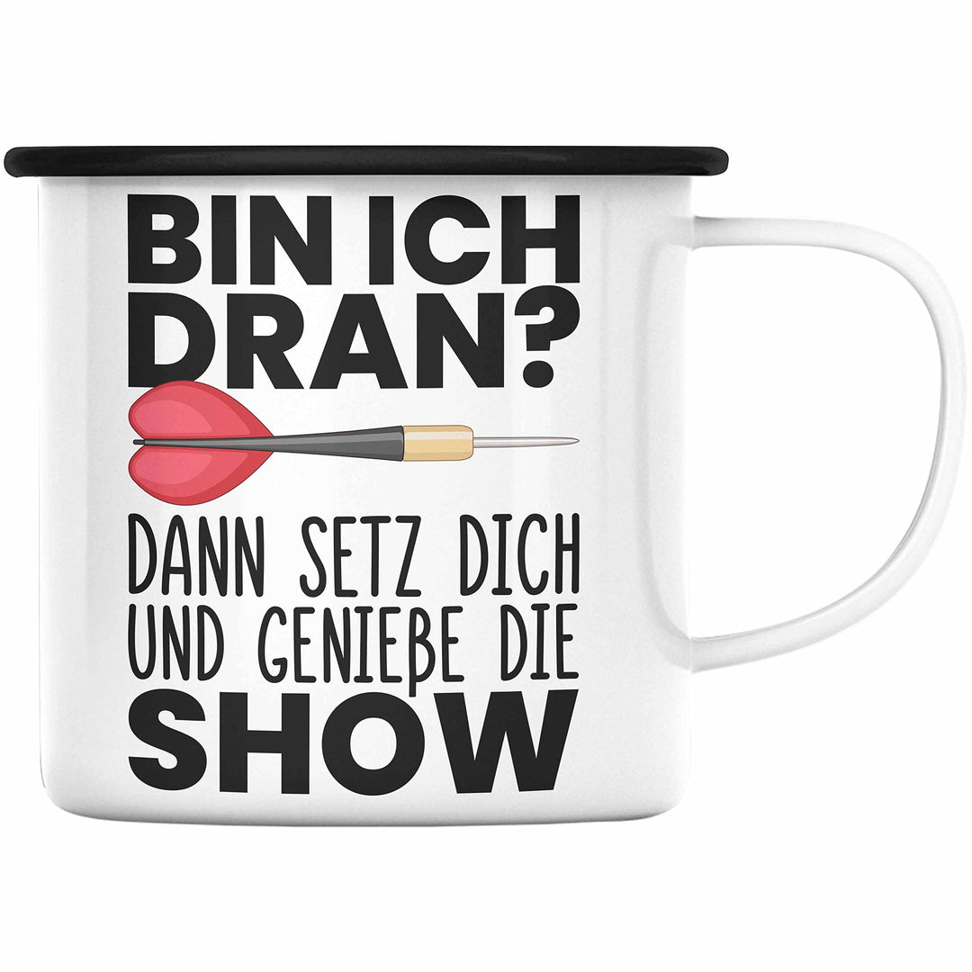 Trendation - Dart Geschenk Emaille Tasse Emaille Emaille Tasse Dartspieler Geschenkidee Darts Gesche
