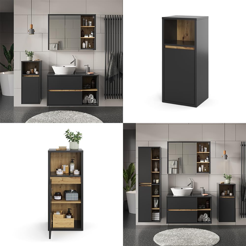 Vicco Midischrank Viola, Anthrazit/Eiche, 37.8 x 80 cm, Anthrazit