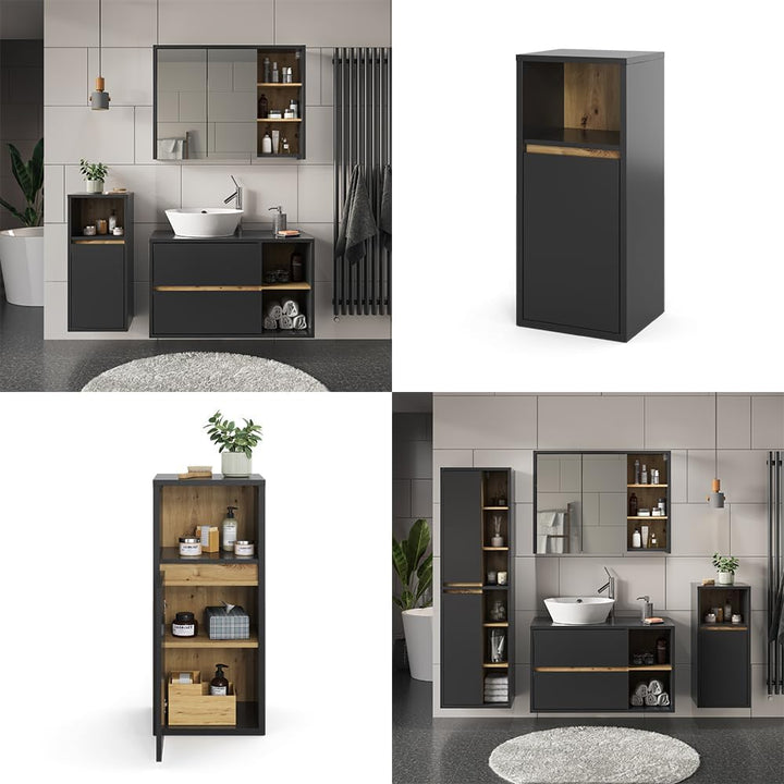 Vicco Midischrank Viola, Anthrazit/Eiche, 37.8 x 80 cm, Anthrazit