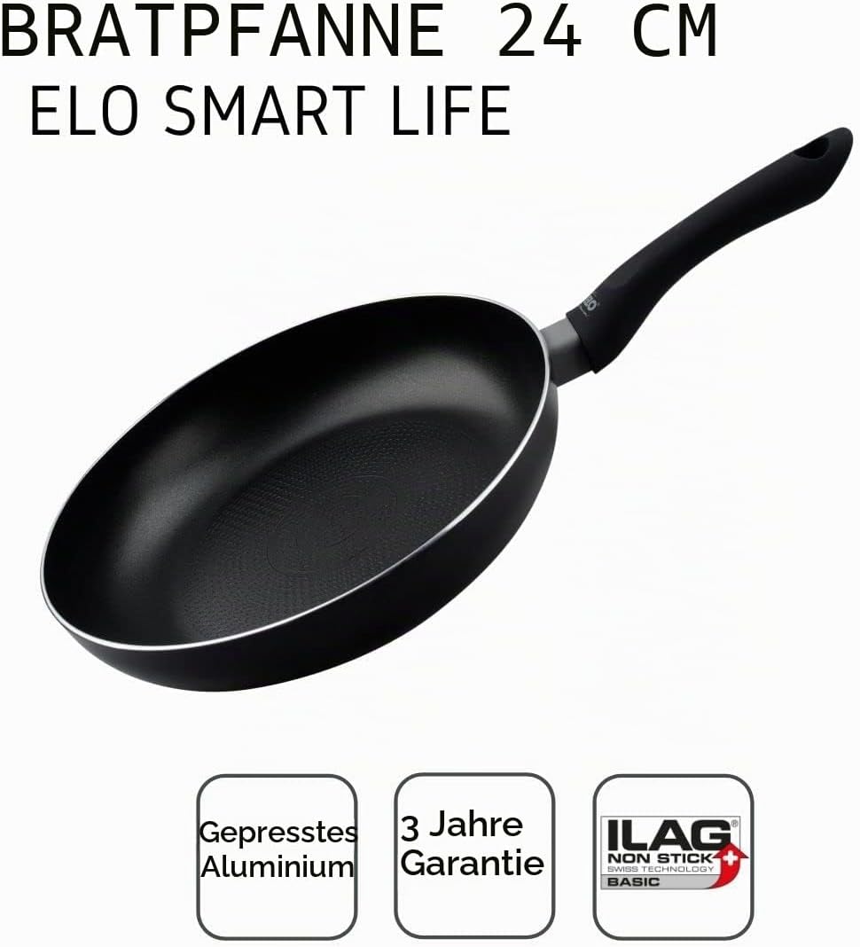 Elo Smart Life Bratpfanne Ø 24 cm mit Wabenboden, Pfanne mit Öl-Dosiersystem, geeignet für alle Herd