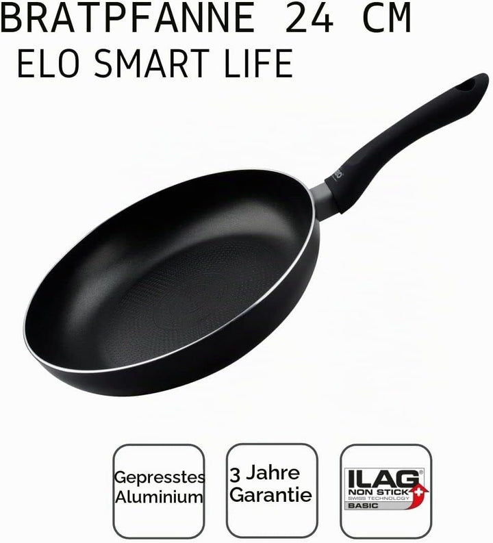 Elo Smart Life Bratpfanne Ø 24 cm mit Wabenboden, Pfanne mit Öl-Dosiersystem, geeignet für alle Herd