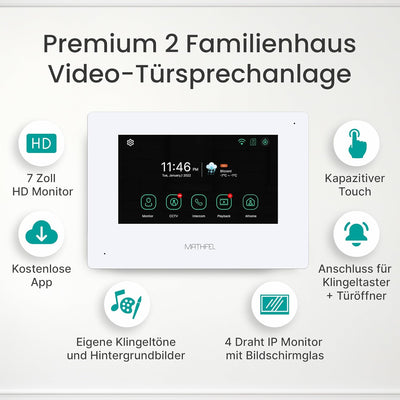 MATHFEL 4 Draht Bus IP Video Türsprechanlage 170 Grad Kamera, Aussenstation in Aluminium, Full HD Au