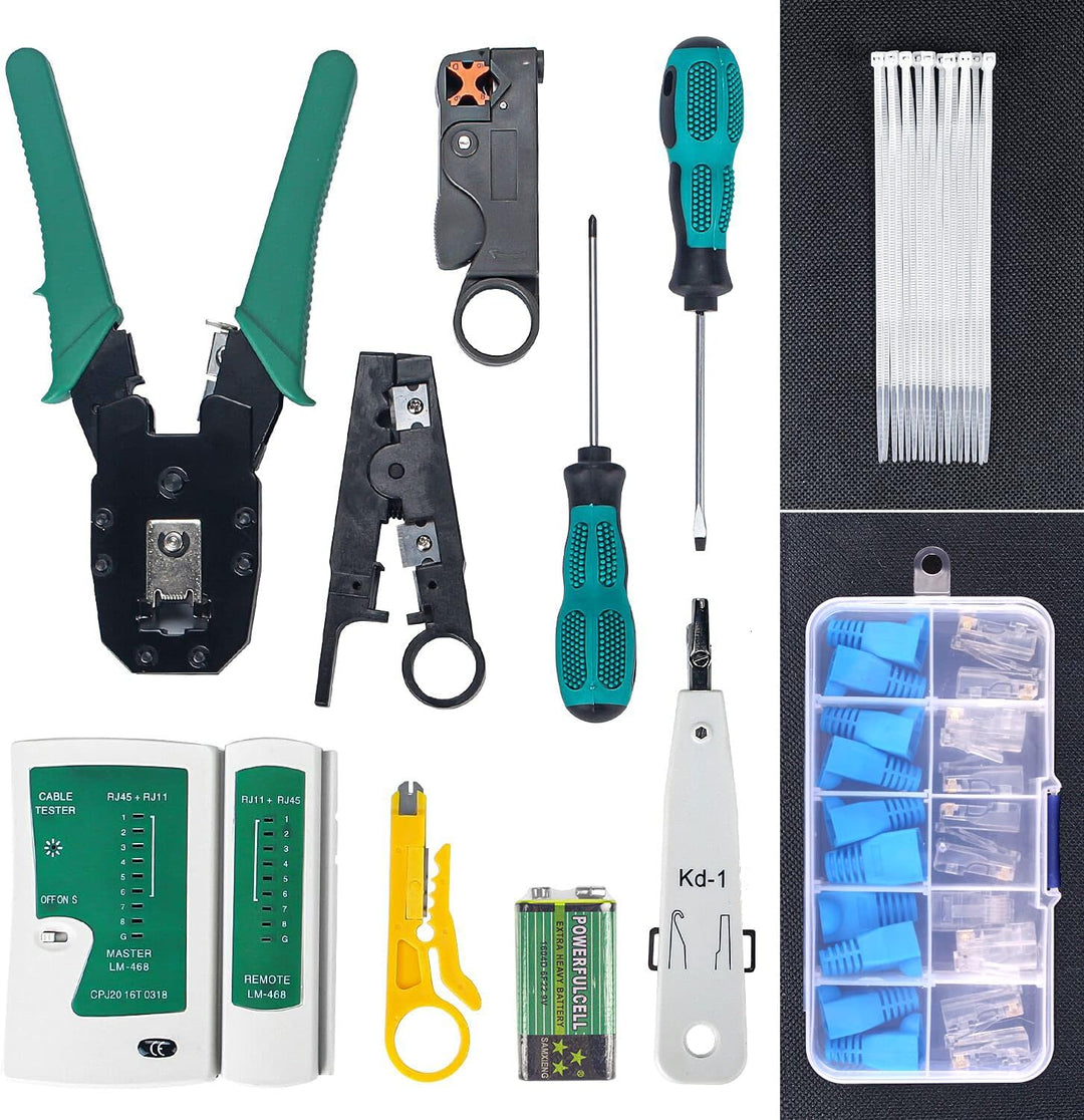 Spardar Netzwerk Werkzeug Set, professionelles 13-in-1-Netzwerk Reparaturwerkzeug mit Abisolierzange