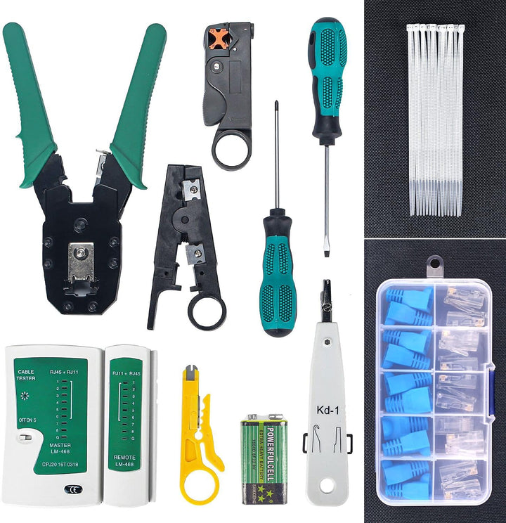 Spardar Netzwerk Werkzeug Set, professionelles 13-in-1-Netzwerk Reparaturwerkzeug mit Abisolierzange
