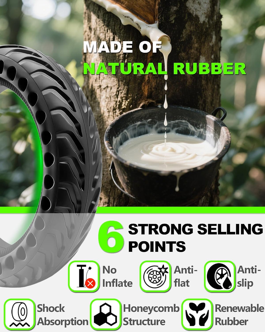 1 Stück E-Scooter Vollgummireifen 50/75-6.1 (8 1/2 x2) Tubeless, Kompatibel mit Soflow SO4/SO3, Xiao