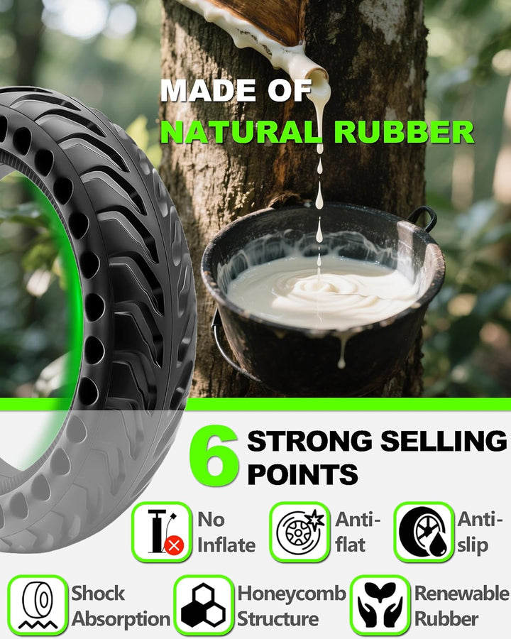 1 Stück E-Scooter Vollgummireifen 50/75-6.1 (8 1/2 x2) Tubeless, Kompatibel mit Soflow SO4/SO3, Xiao