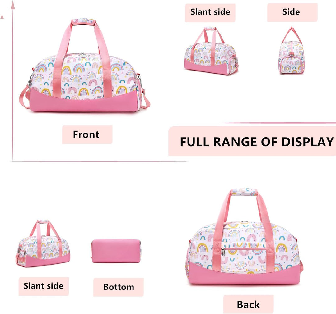 Lmwzh Kinder Sporttasche Reisetasche mitSchuhfach Turnbeutel wasserdichte Schwimmtasche(Regenbogenfa