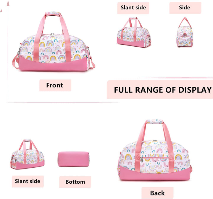 Lmwzh Kinder Sporttasche Reisetasche mitSchuhfach Turnbeutel wasserdichte Schwimmtasche(Regenbogenfa