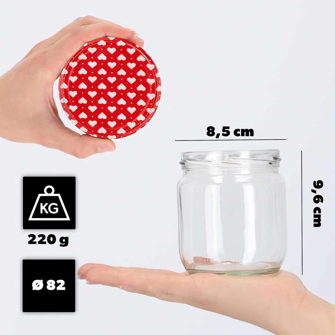 KADAX 12er Set Einmachgläser 425ml TO82 Herz, Sturzgläser Mason Jar mit Schraubdeckel, Luftdichte Tw