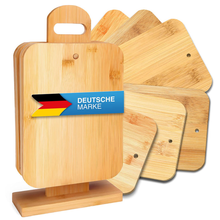 GOODS+GADGETS Bambus 6er Set Frühstücksbrettchen Schneidebretter Servierbretter Küchenbrett Brotbret