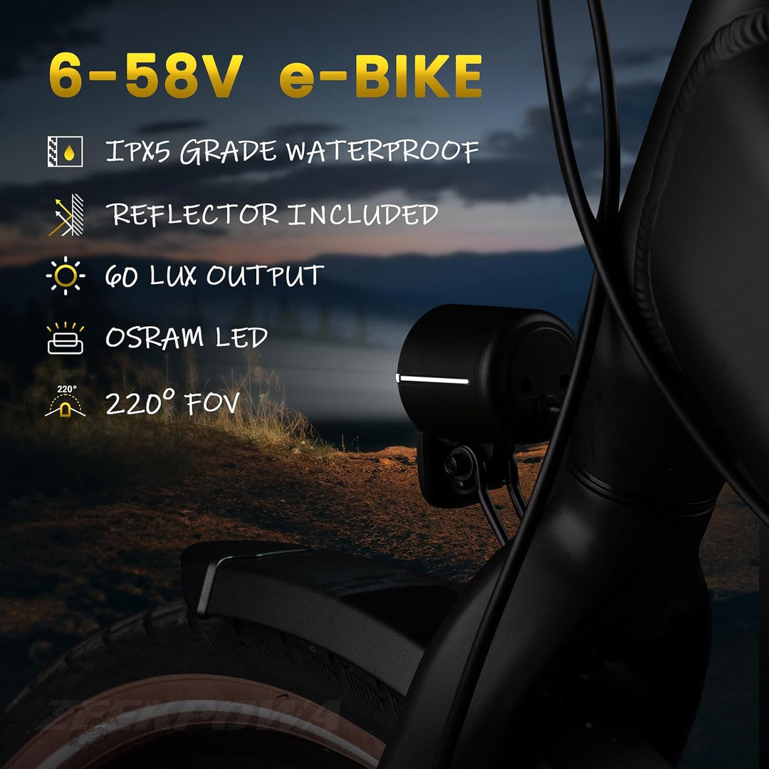 E-Bike Dynamo LED Fahrradlicht 30-100 LUX mit StVZO Zulassung - Fahrradlampe Frontlicht &amp; Scheinwerf