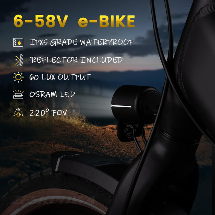 E-Bike Dynamo LED Fahrradlicht 30-100 LUX mit StVZO Zulassung - Fahrradlampe Frontlicht &amp; Scheinwerf