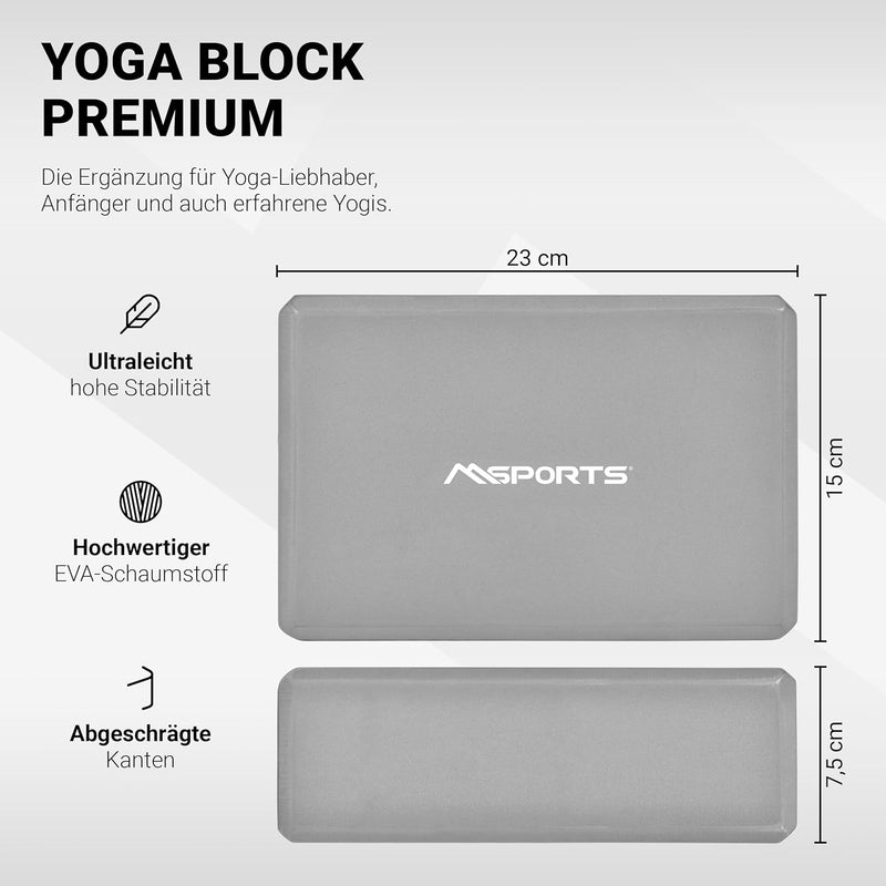 MSPORTS Yogablock Premium I 2er Pack Yogaklotz Anthrazit 2x Yogablöcke, Anthrazit 2x Yogablöcke