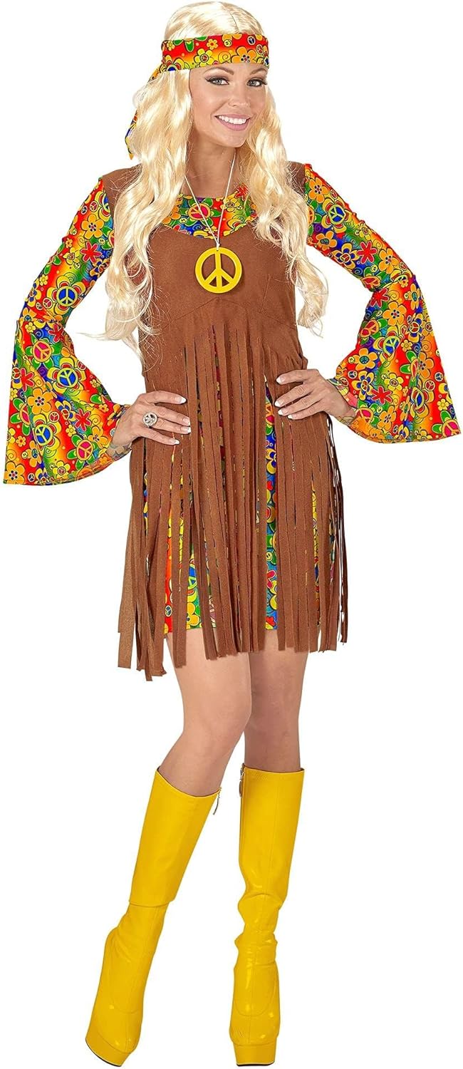 "HIPPIE GIRL" (dress with vest, headband, peace sign necklace) - (XL), XL