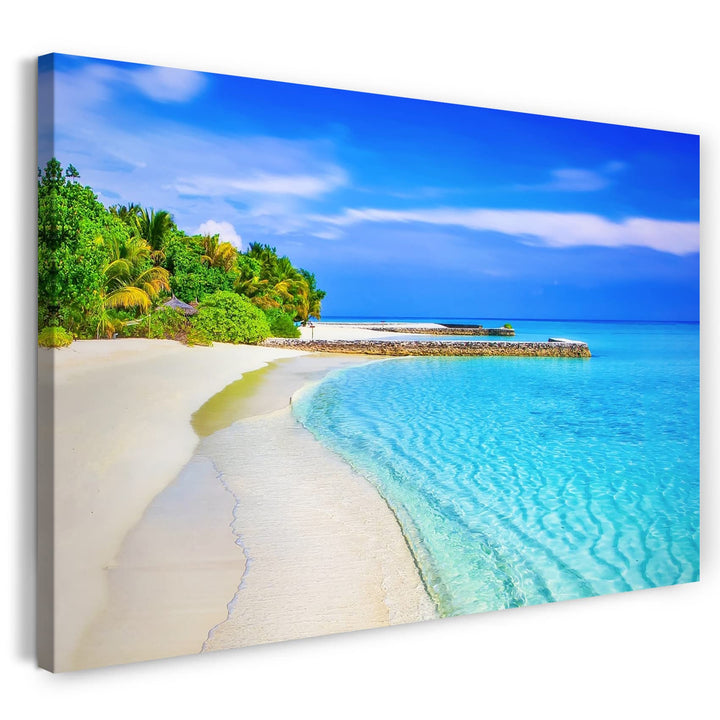 Printed Paintings Leinwand (60x40cm): Landschaftsbilder Traum-Strand Sand schimmernd-blaues Wasse 60