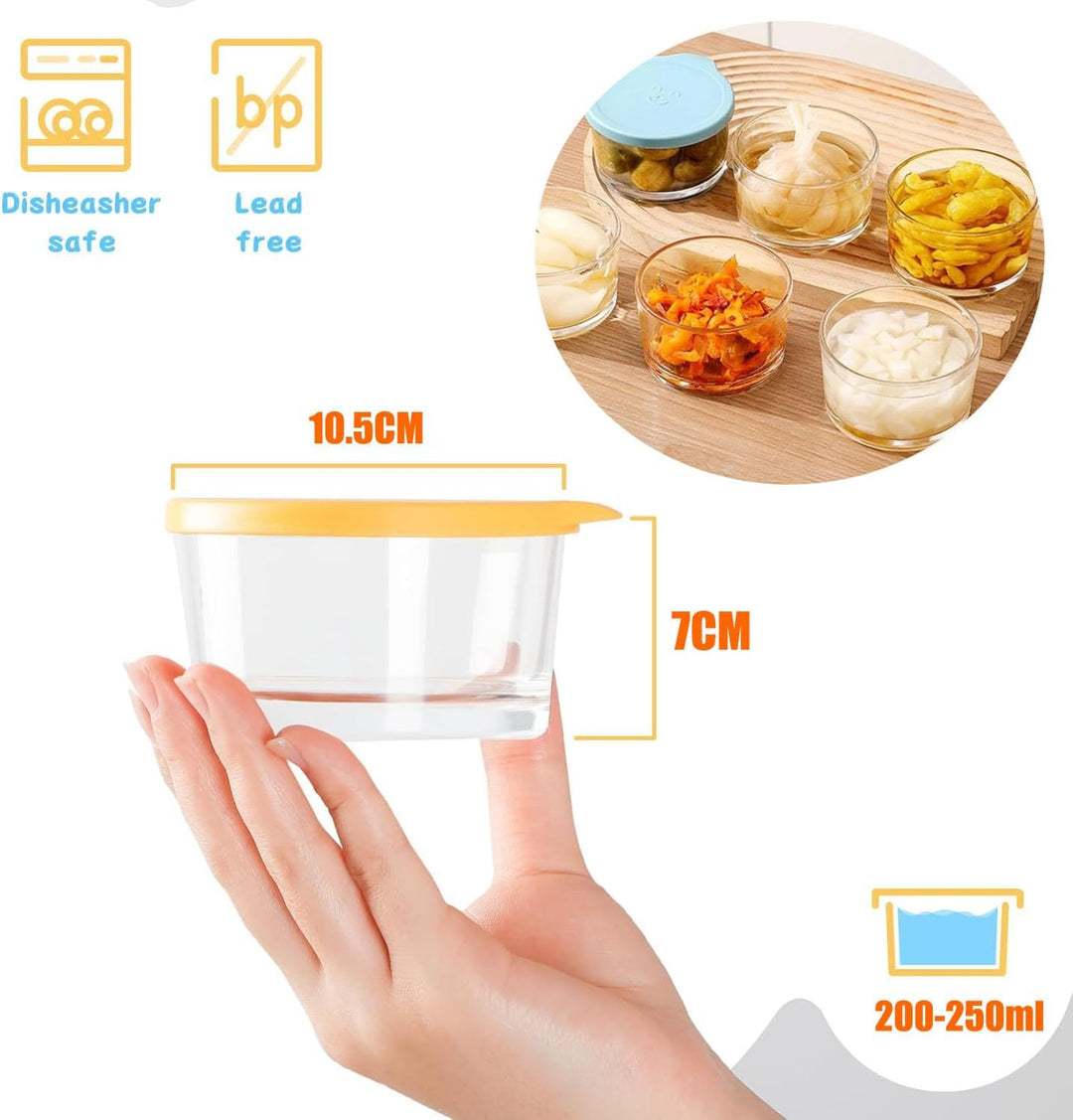 8 Stück Salatdressing Behälter,200ml Glas kleine Würze mit Deckel,Lebensmittelbehälter,Overnight Oat