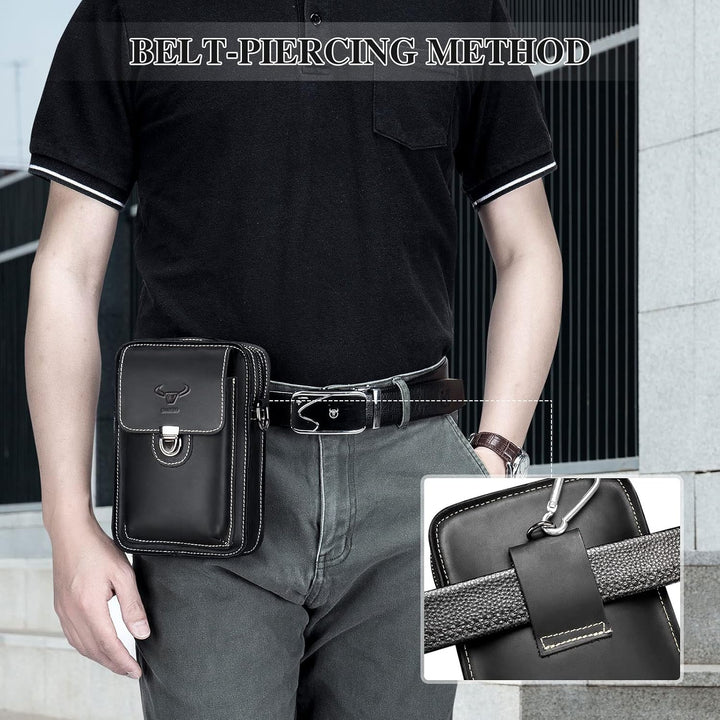 BAIGIO Handytasche Leder Vintage Gürteltasche Herren Hüfttasche Klein Schultertasche Umhängetasche R