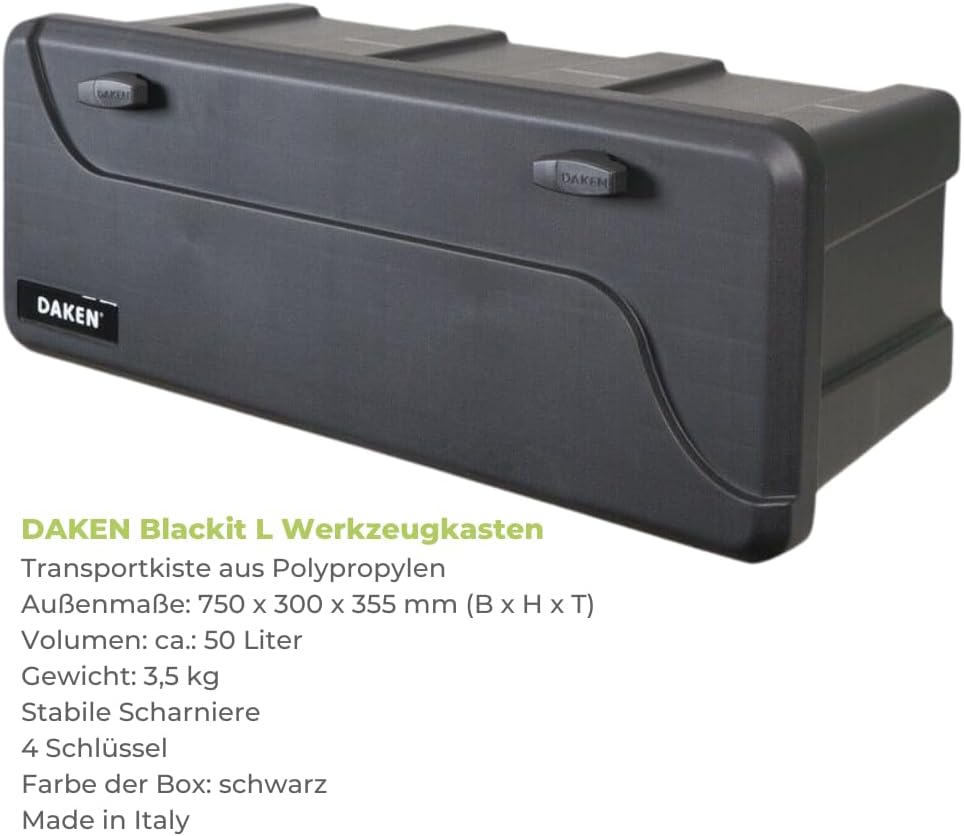 Ladungssicherung für PKW Transporter Anhängerkiste wasserdichte Deichselbox mit Zubehör 750x300x355