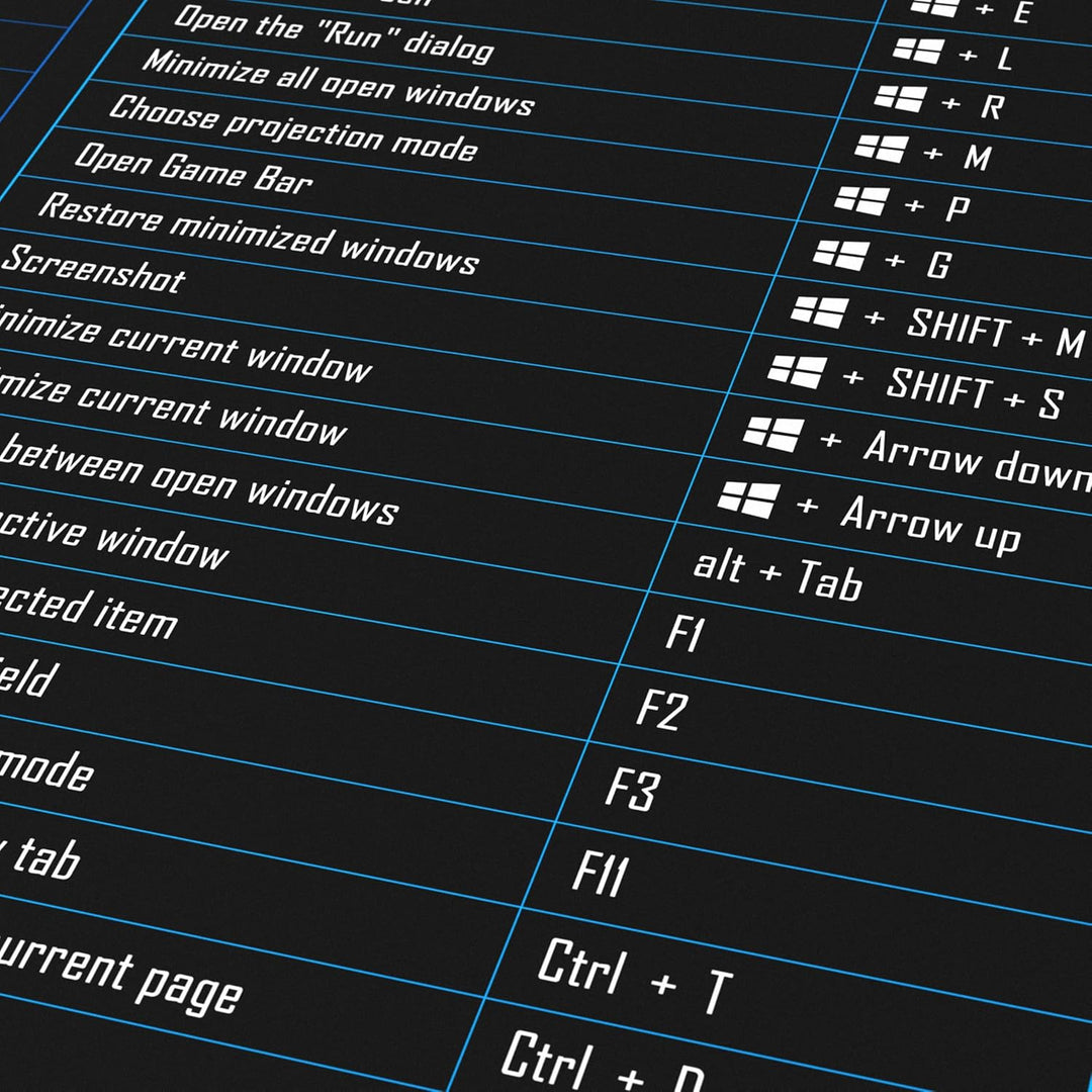 TITANWOLF - XXL Speed Gaming Mauspad 1200 x 600mm - Excel Windows Outlook Word Shortcut Tastenkürzel
