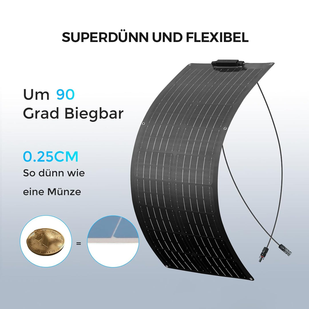 Schwarz 50W Flexibles Solarpanel Kit Set 12V Monokristallines Solarmodul+10A 12V/24V Solarladeregler