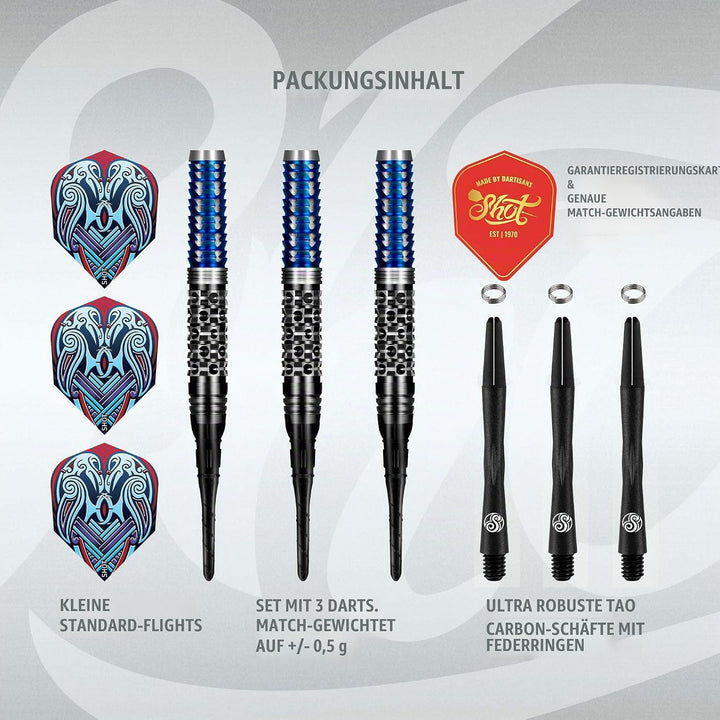 Shot Soft Darts Boris Koltsov Viking Raven 90% Tungsten Softtip Darts Softdart Dartpfeile (18 Gramm)