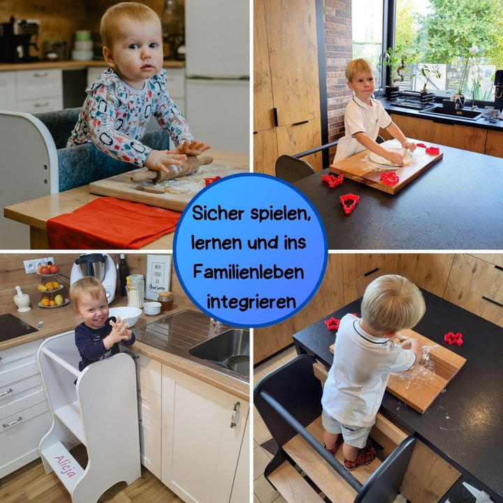 Love Gifts® Lernturm für Kinder mit Kippschutz und höhenverstellbar | Learning Tower mit sicheren Ka