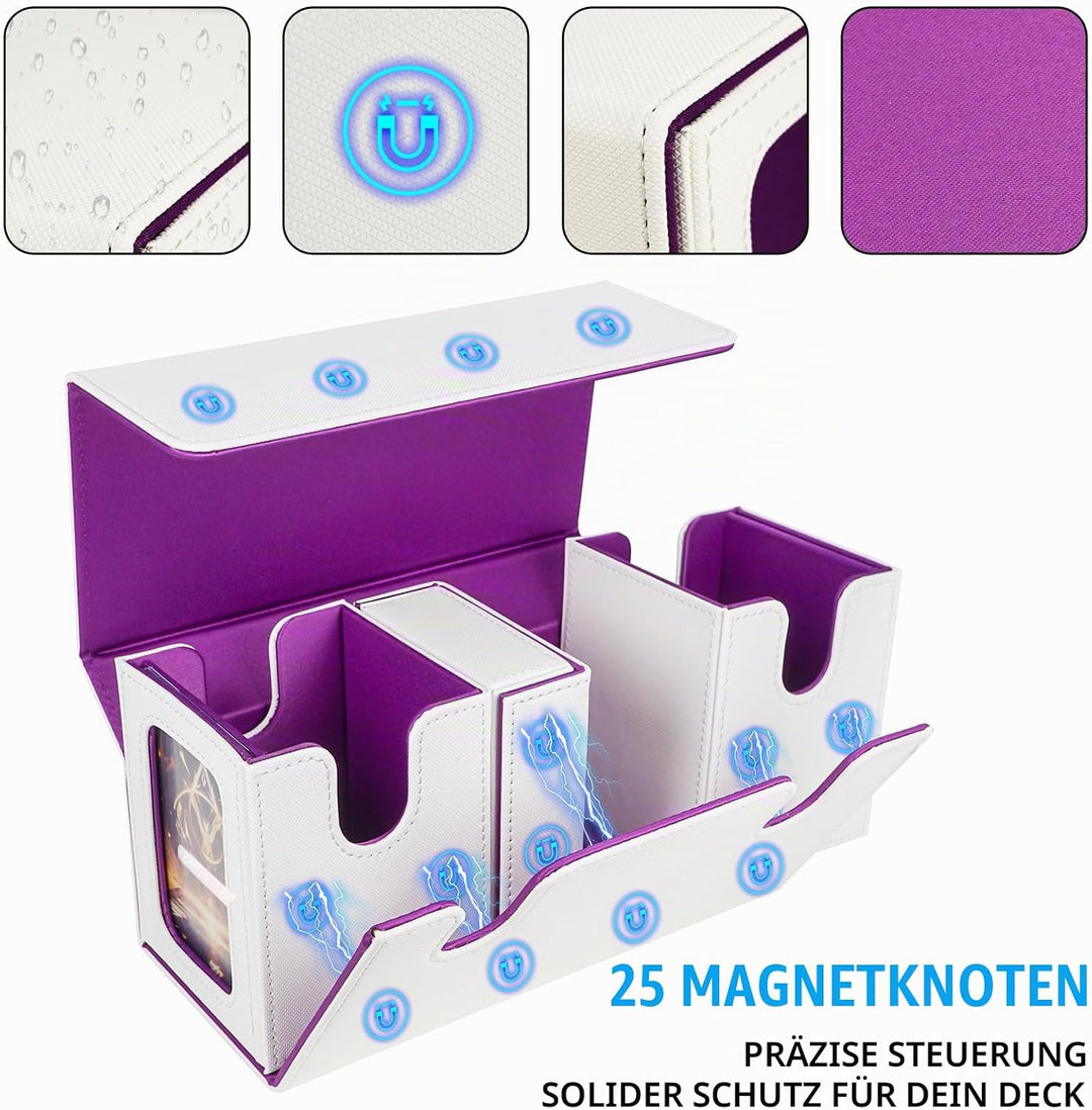 AFIING MTG Commander Kartenbox, 3-in-1 Karten-Aufbewahrungsbox für 200+ doppelt gesleevte Karten, Ma