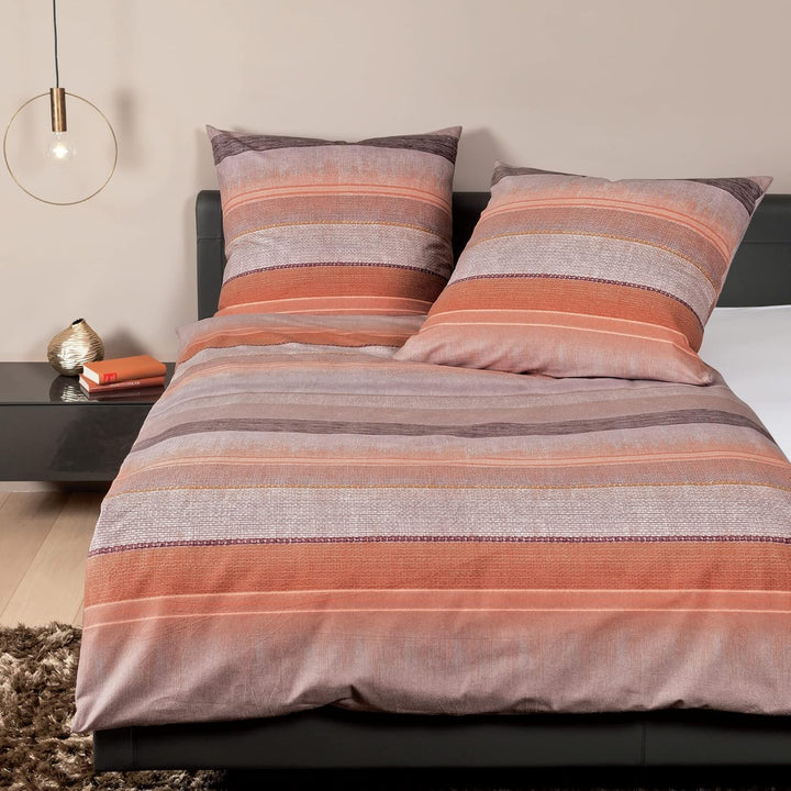 Janine Design Feinbiber Bettwäsche Davos 65106 korallenorange Rosenholz 1 Bettbezug 155 x 200 cm + 1
