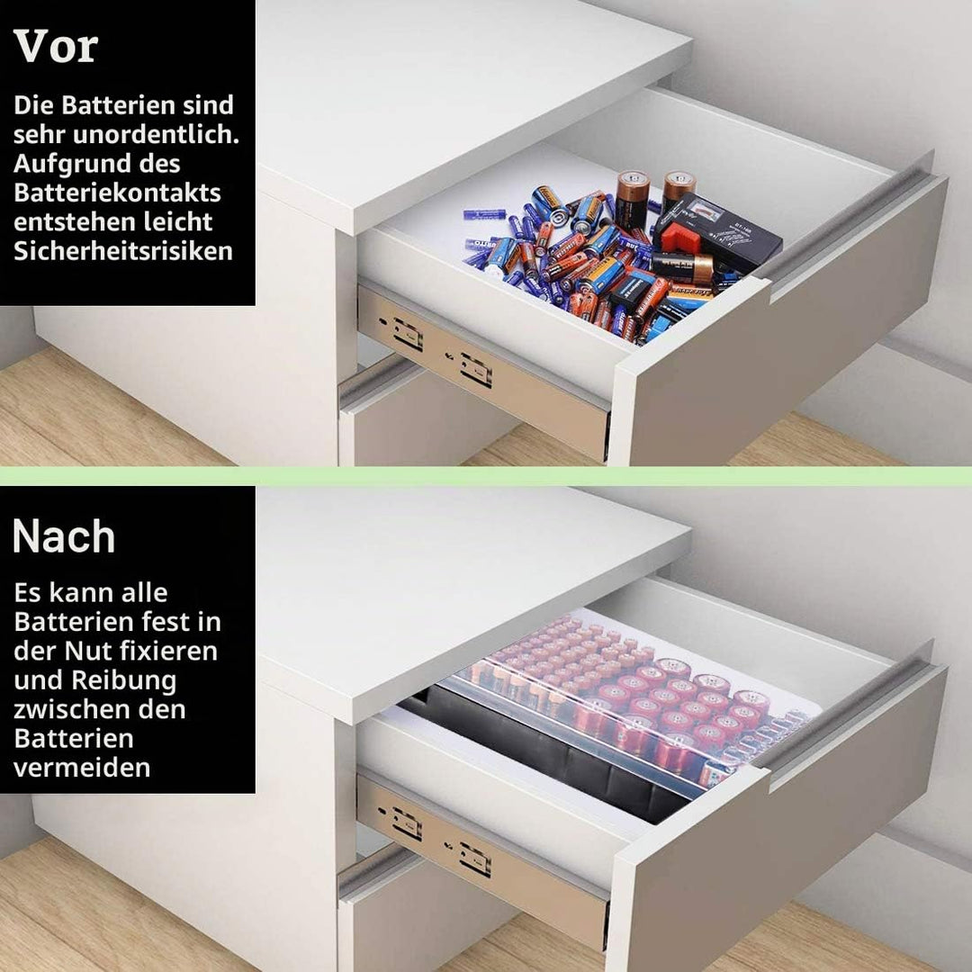 Batterie-Organizer, Aufbewahrungsbox mit Tester, hält 98 Batterien