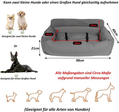 CALIYO Hunde Autositz, Sicherheitsgurt - Waschbarer Autositz Hund für Kleine, Mittlere & Grosse Hund
