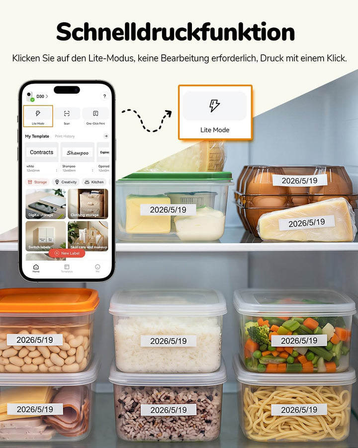 Phomemo D30 Etikettiergerät Bluetooth Etikettendrucker Selbstklebend Grün | Etikettendrucker für Zuh