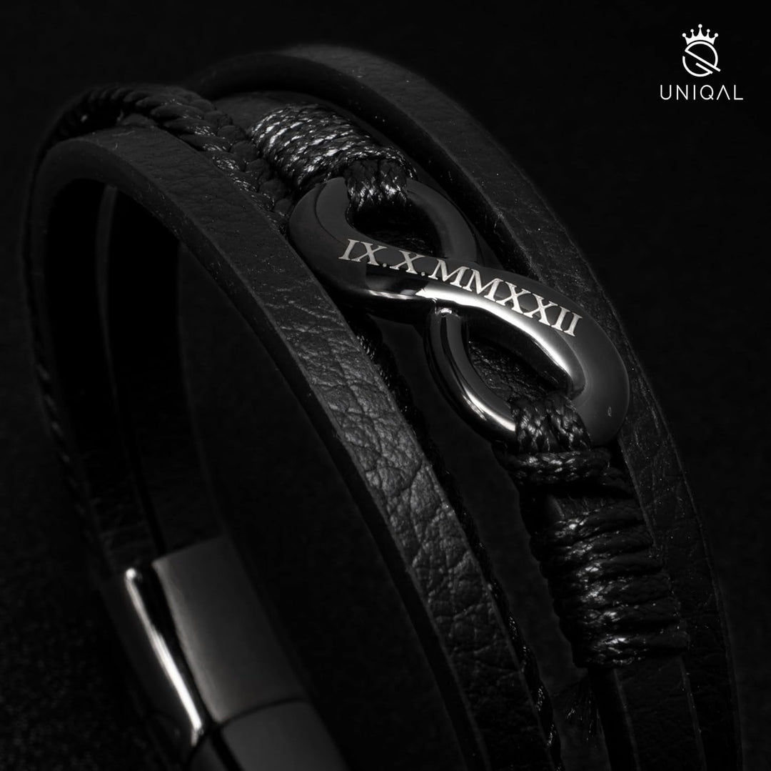 UNIQAL | Personaliesiertes Lederarmband mit Gravur "SHAPE" Herren Damen | Leather Bracelet mens | Ma