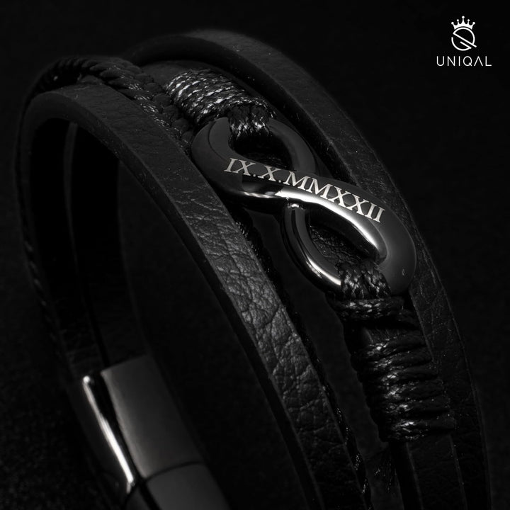 UNIQAL | Personaliesiertes Lederarmband mit Gravur "SHAPE" Herren Damen | Leather Bracelet mens | Ma