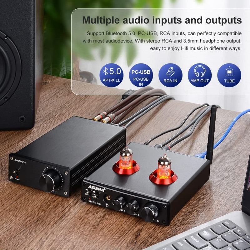 AIYIMA T6PRO QCC3008 Bluetooth 5.0 Röhrenvorverstärker HiFi-Kopfhörerverstärker Mit PC-USB 24bit/192