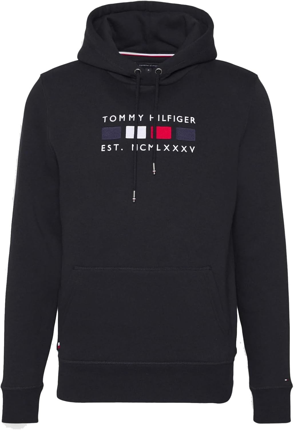 Tommy Hilfiger Langarm Hoodie Kapuze Logo-Details Uni weinrot M Blau, M Blau