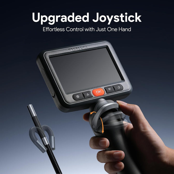 DEPSTECH 210° Drehbare Endoskopkamera mit Licht, 5" IPS-Bildschirm Endoskop Beweglicher Kopf, 6,2mm